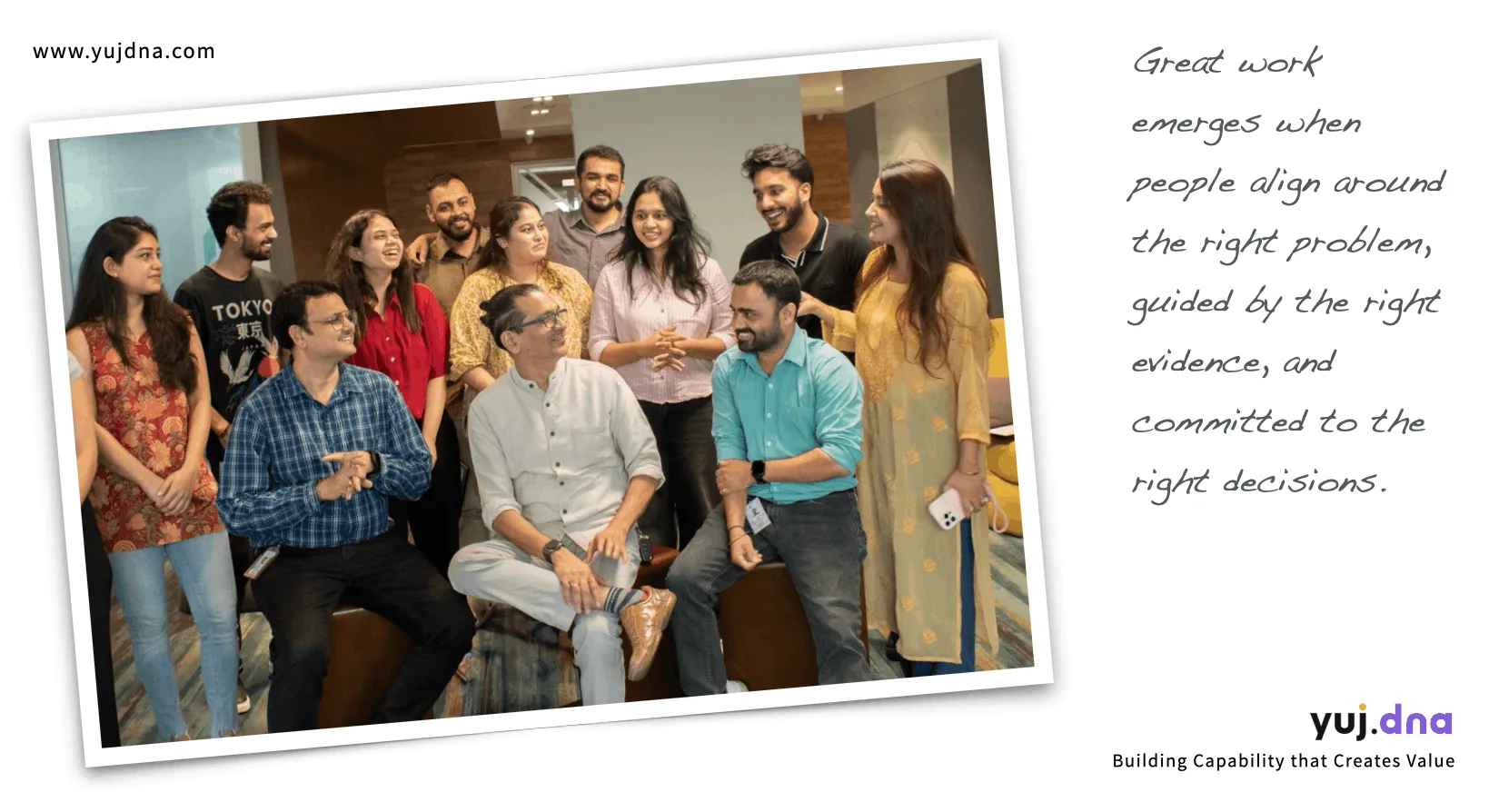Professionals participating in a yuj.dna capability session focused on product leadership, stakeholder alignment, evidence, and decision-making.